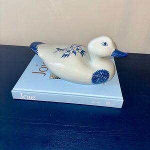 Vintage Blue and White Porcelain Duck